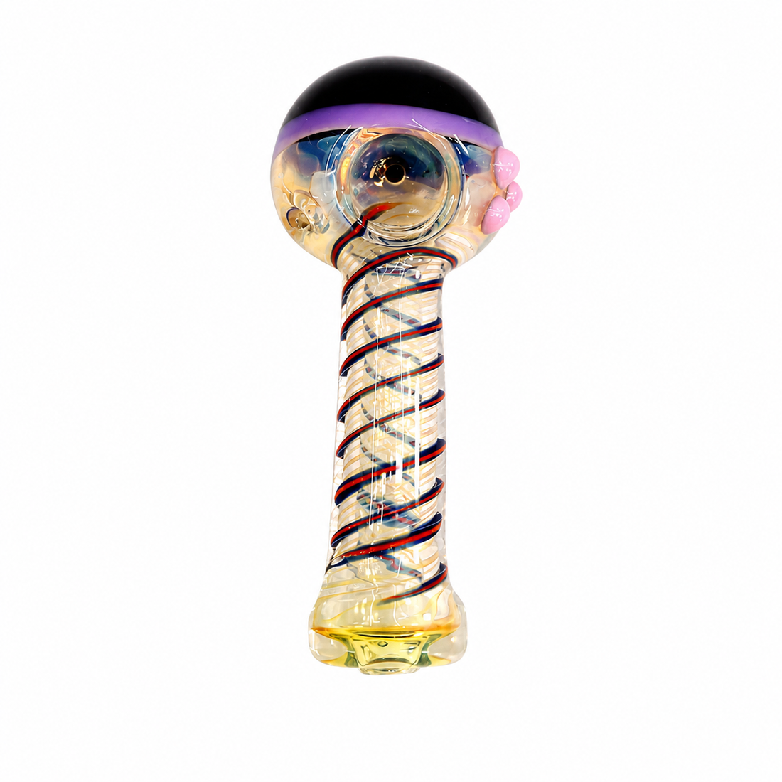 Lotus Glass 4.5" Color-Capped Spiral Ribbon Column Spoon Pipes – Wholesale