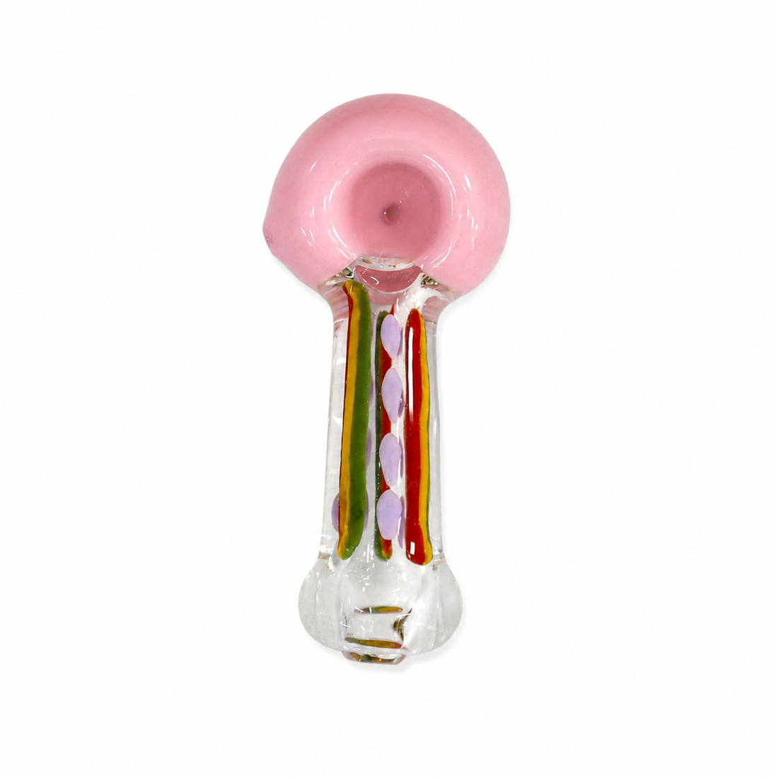 4.5" Pastel Crown Vertical Cane & Frit Dot Glass Spoon Pipes