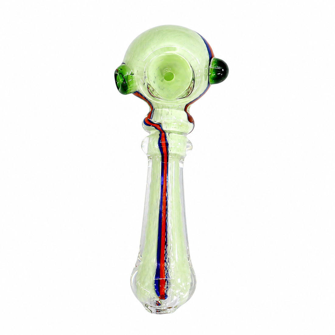 4.5" Speckled Pastel Glass Spoon Pipe with Stripe Accents