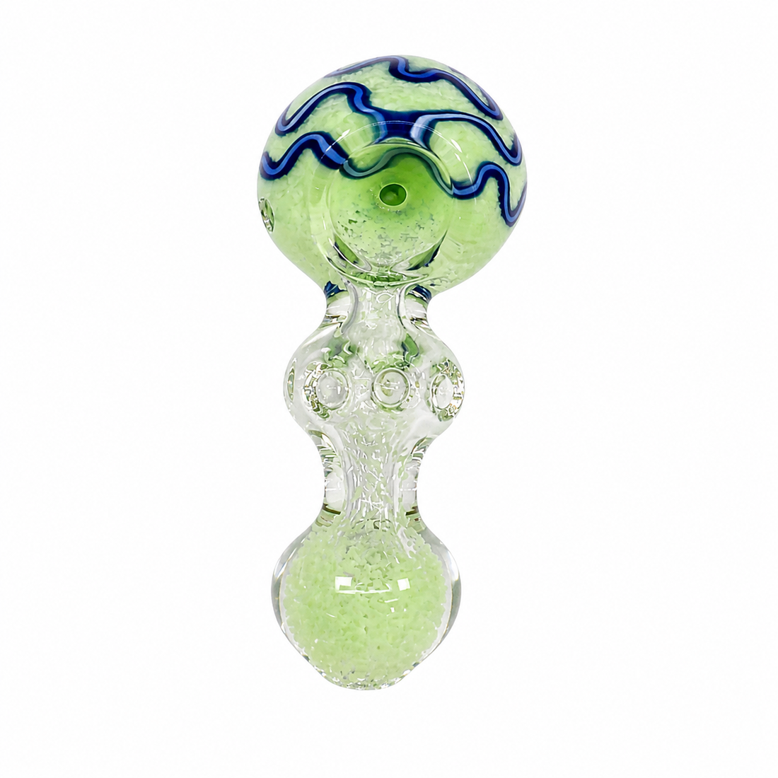 4" Wave & Pebble Frit Glass Spoon Pipe