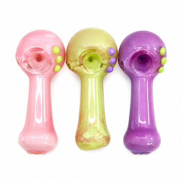 4.5" Pastel Milky Glass Spoon Pipe with Contrast Dew Dots