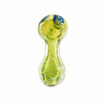 3" Silver Fumed Squiggle / Striped Color Changing Glass Spoon Pipe
