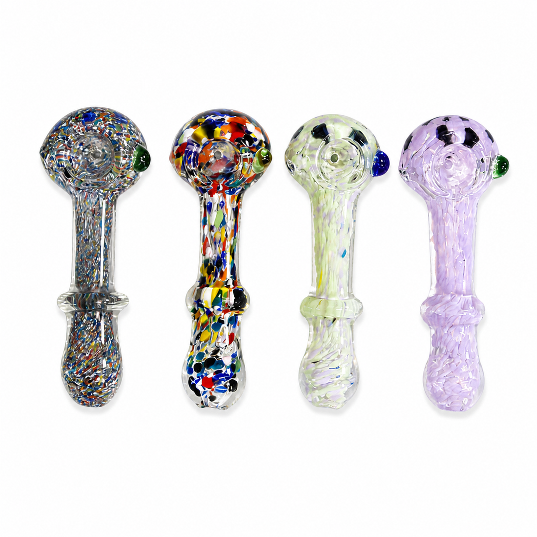 3" Frit & Confetti Glass Spoon Pipe with Ring Neck