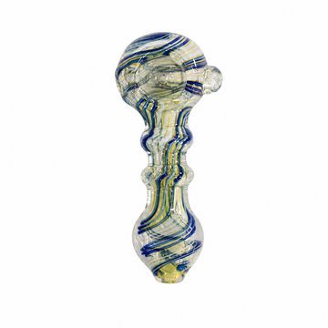 4" Swirl Stripe Glass Spoon Pipe with Beaded Grip