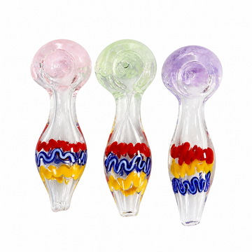 3" Colorful Wig-Wag Glass Hand Pipe