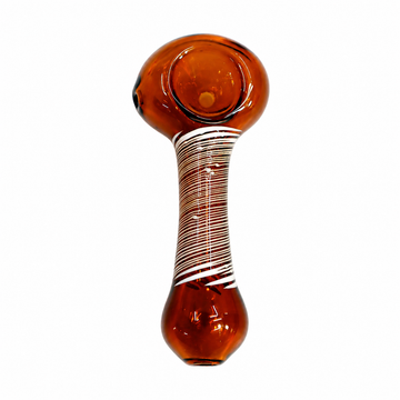3" Translucent Glass Spoon Pipe with White Spiral Line Wrap