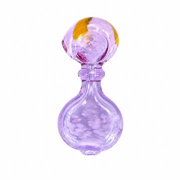 3" Lavender Frit Teardrop Glass Spoon Pipe with Colored Stripe Accent