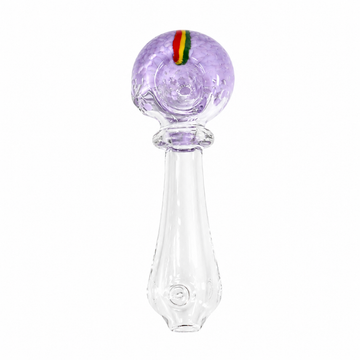 3" Clear Glass Spoon Pipe with Colored Bubble Bowl & Stripe Accent