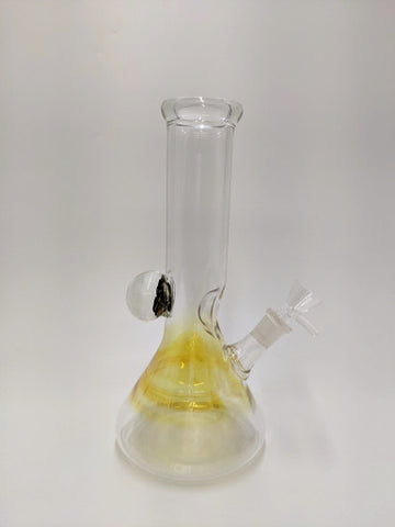 8 Inch Glass Beaker Bong With Golden Fuming
