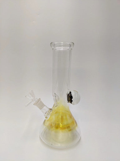 8 Inch Glass Beaker Bong With Golden Fuming