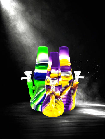 Multi Colors Silicone Dab Rig with Mini Glass Quartz Nail