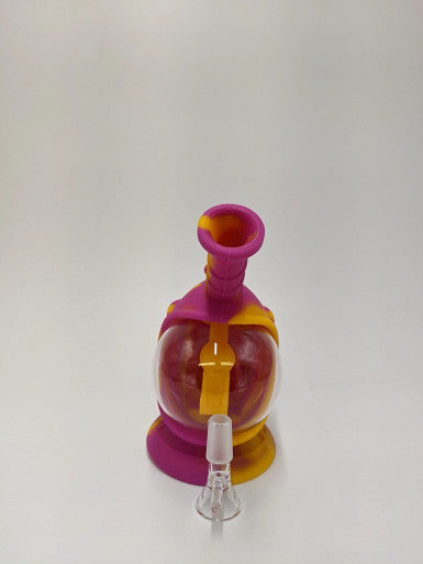 Colorful Silicone Bubbler Glass Pipes With Handle Filter Funnel Dab Rig Bowl