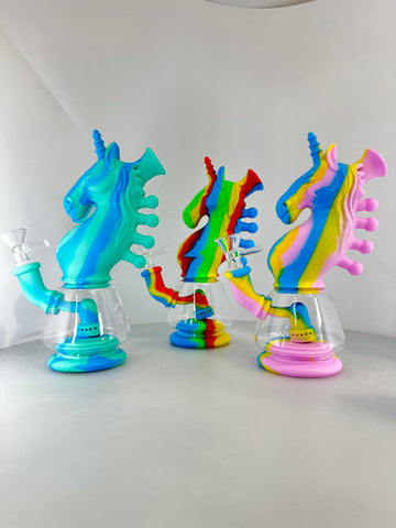 Unicorn Silicon Glass Water Pipe Bong