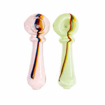 Lotus 3" Rasta Striped / Swirl Glass Spoon Pipe