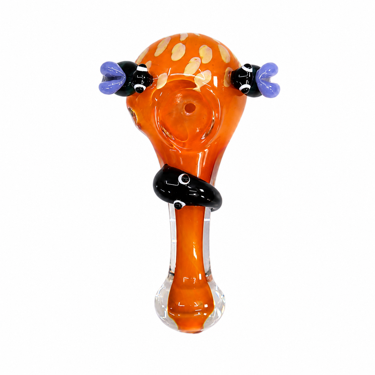 Lotus Glass 4.5” Spotted Orange Spoon with 3D Bees Wholesale Supplier
