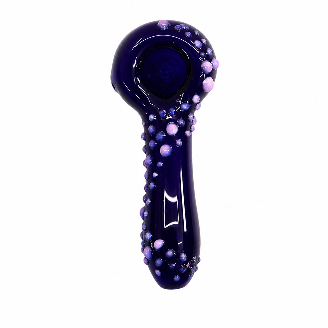 Lotus Glass 4” Cobalt Blue Spoon with Lavender Dew Dots