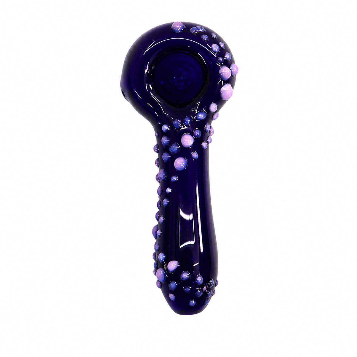 Lotus Glass 4” Cobalt Blue Spoon with Lavender Dew Dots
