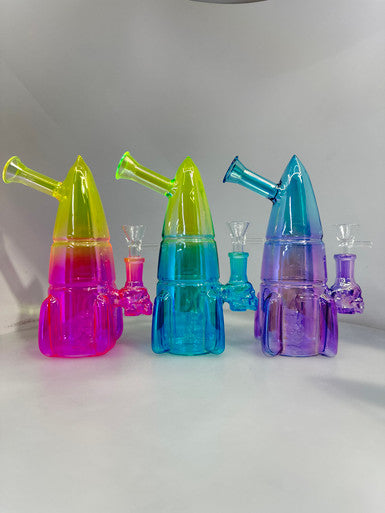 9” Rocket Shape Tie Die Water Pipe Bong