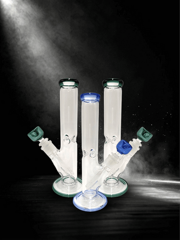 Multi Colors Tall Straight Tube Glass Smoking Water Pipe with Thick Crystal Base