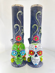 Wood Skull Water Pipe Bongs