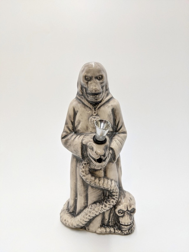 8 inch -Skeleton Reaper with Snake Ceramic Water Pipe